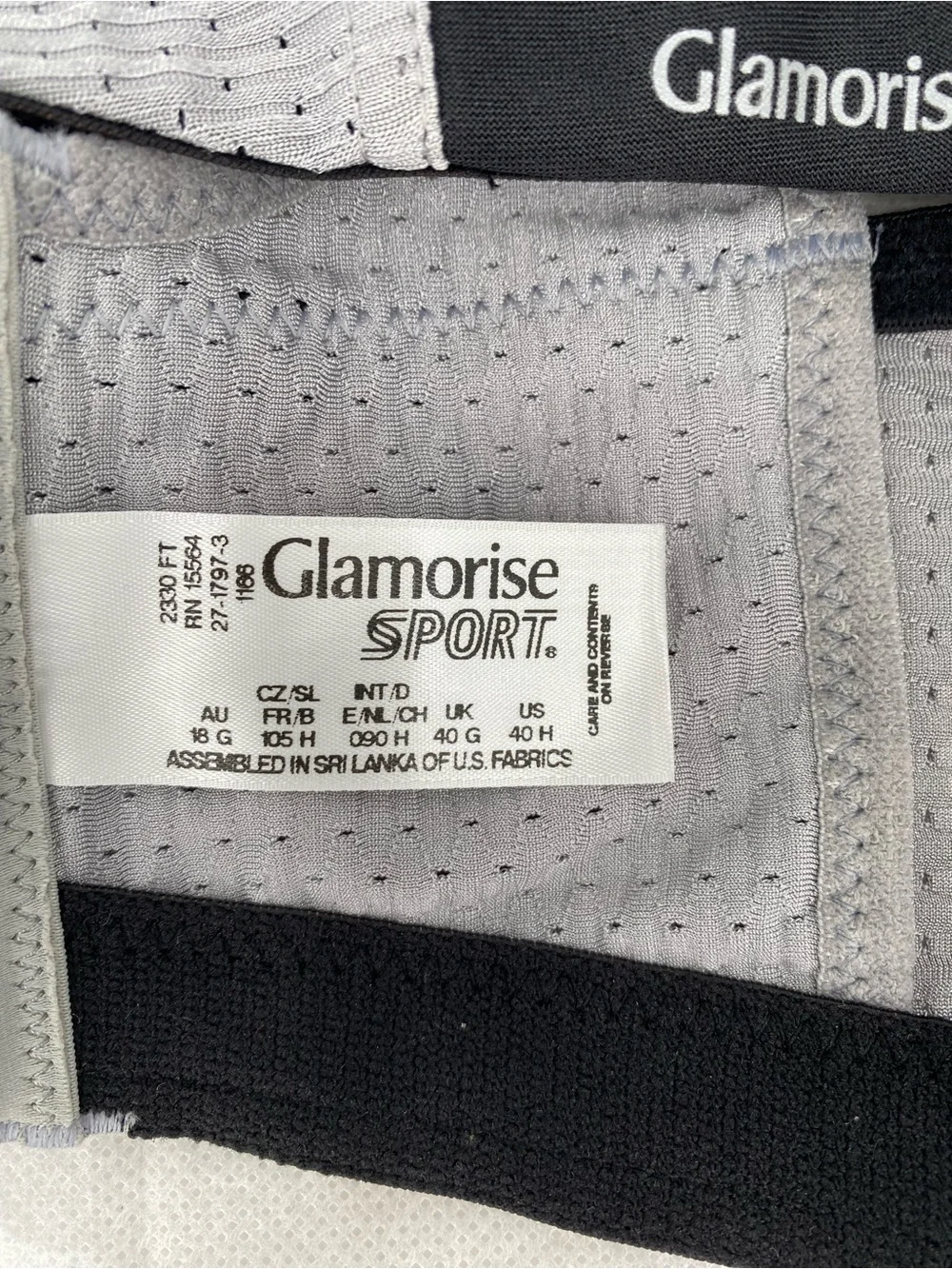 Glamorise Double‎ Layer Custom Control Sports Bra Gray/Black 40-H